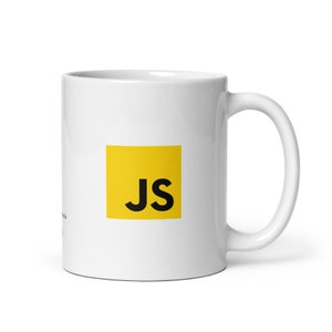 Java Script Coffee Preparing Code  - White glossy mug