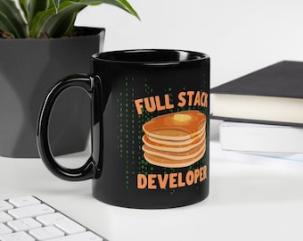 Full Stack Developer Mug, Funny Programmer Gift, Black Coffee Cup