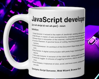 JavaScript Developer definition - White glossy mug