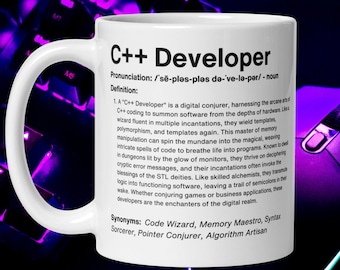 C++ Developer Mug, Funny Programmer Gift, Coding Coffee Cup
