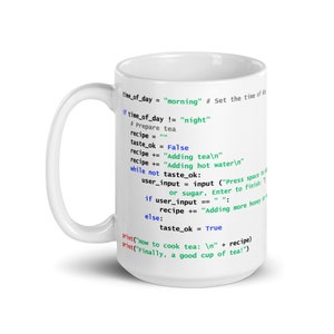 Python Tea Preparation Code - White glossy mug