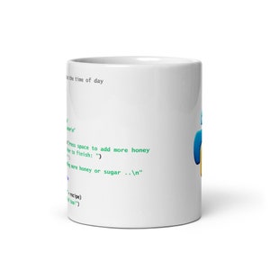 Python Tea Preparation Code - White glossy mug