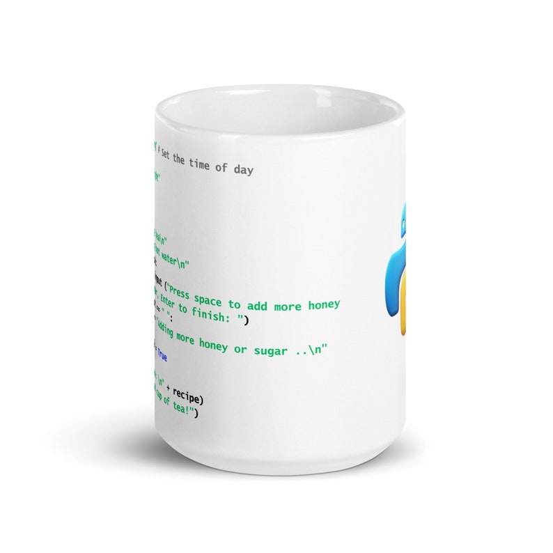 Python Tea Preparation Code - White glossy mug