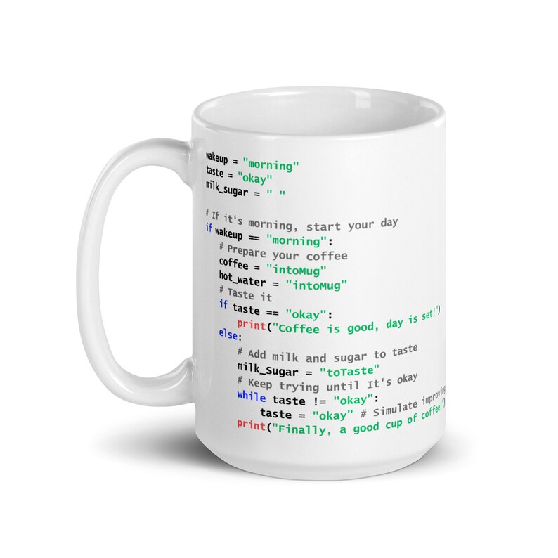Python Coffee Preparation Code - White glossy mug