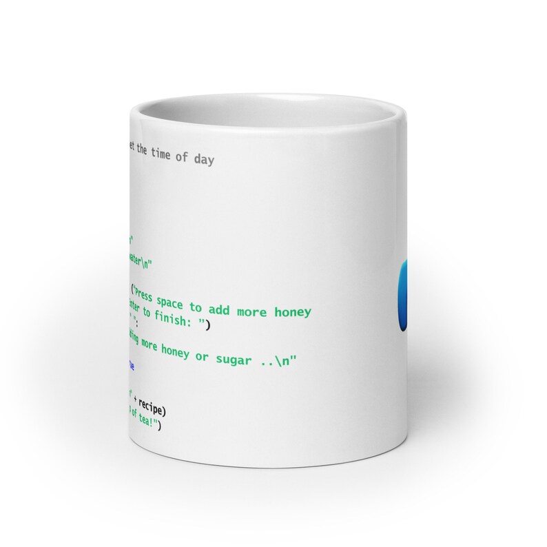Python Tea Preparation Code - White glossy mug