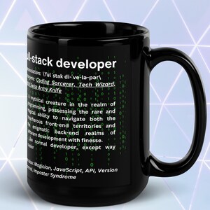 Développeur Full Stack - Tasse brillante noire Witty Definition image 5