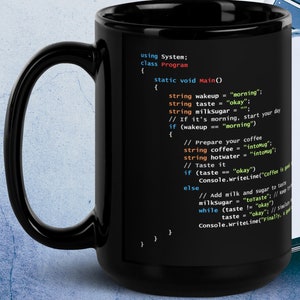 C# Coffee Preparation Code - Black Glossy Mug - Etsy