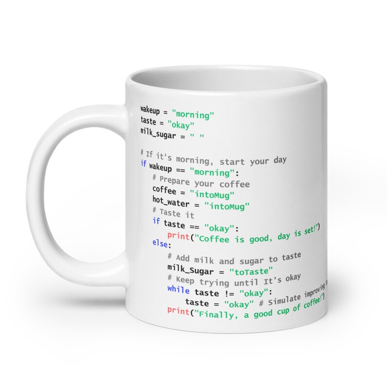 Python Coffee Preparation Code - White glossy mug