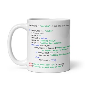 Python Tea Preparation Code - White glossy mug