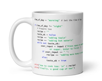 Python Teezubereitung Code - Weiße glänzende Tasse