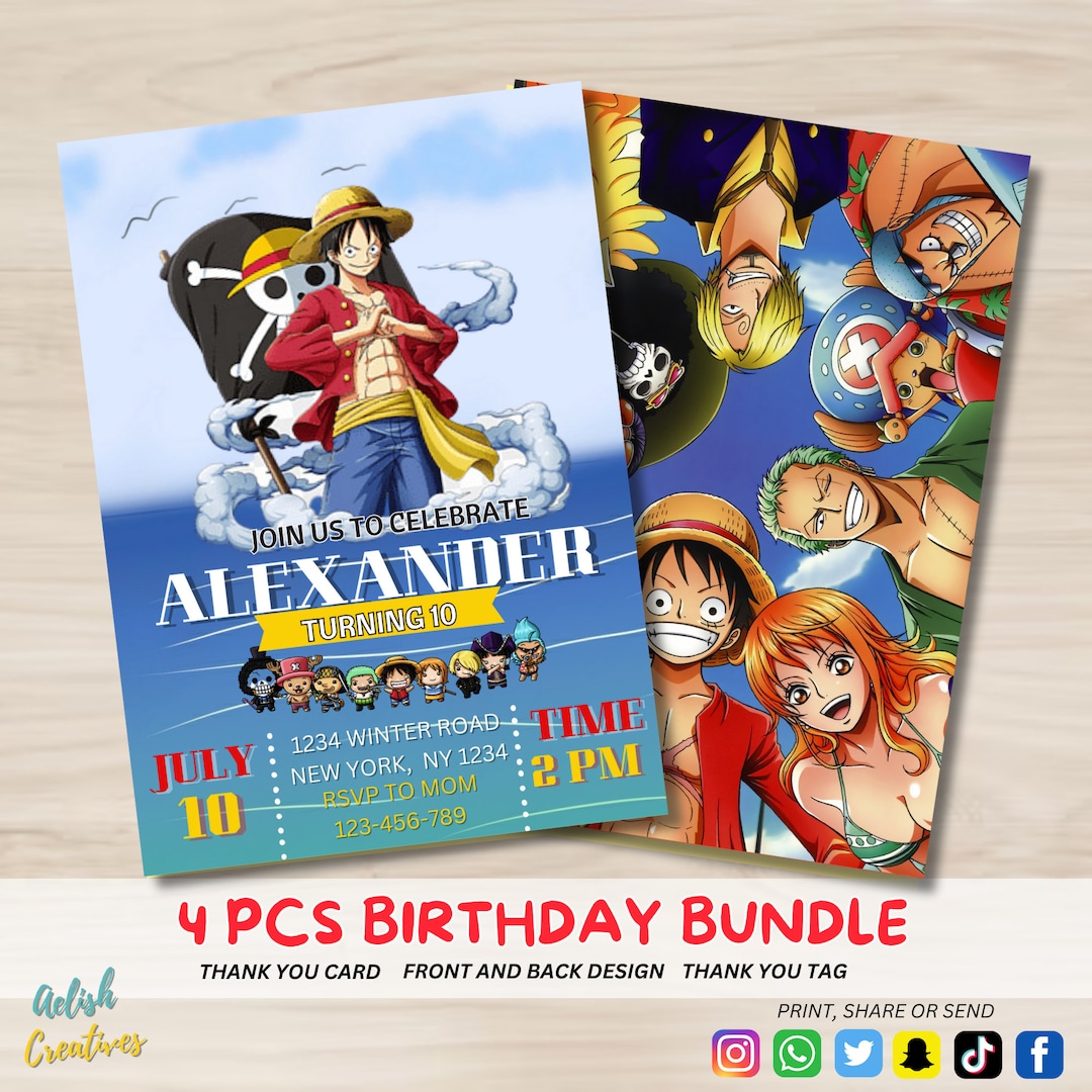 Invitaci n de cumplea os editable de one piece luffy etsy m xico