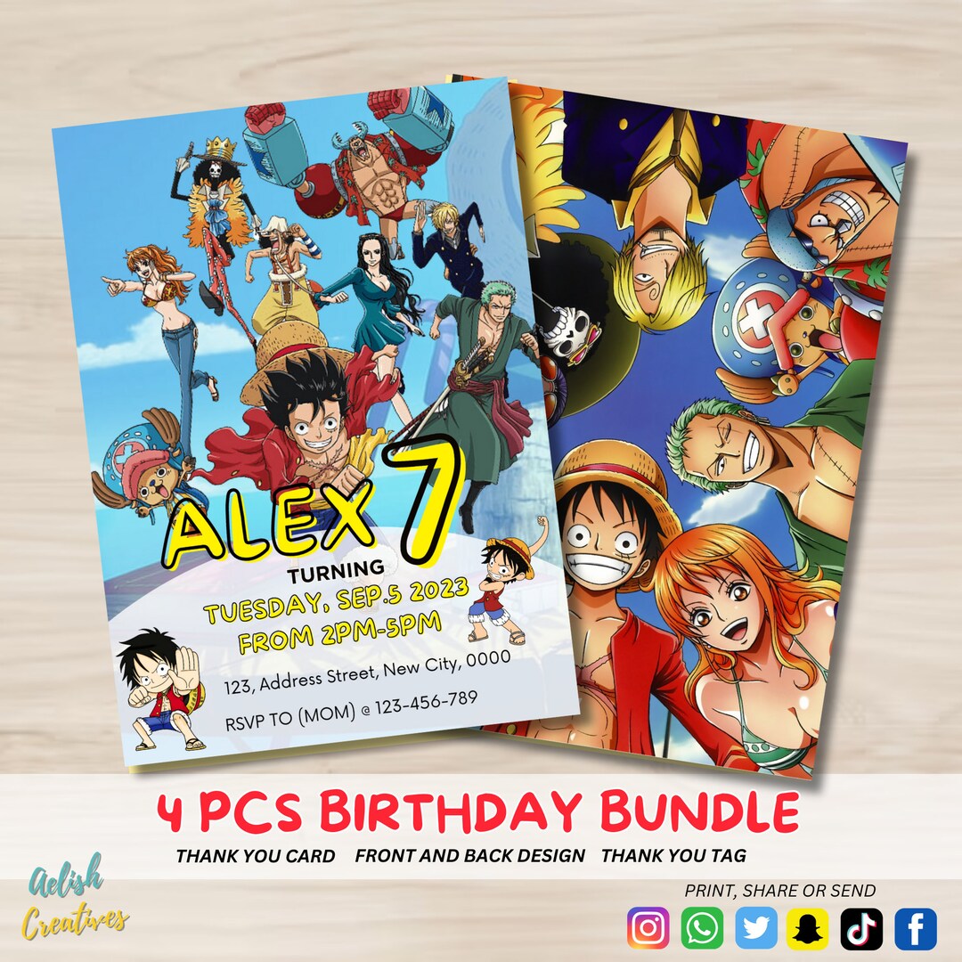 One Piece Strawhats Editable Birthday Invitation One Piece Etsy