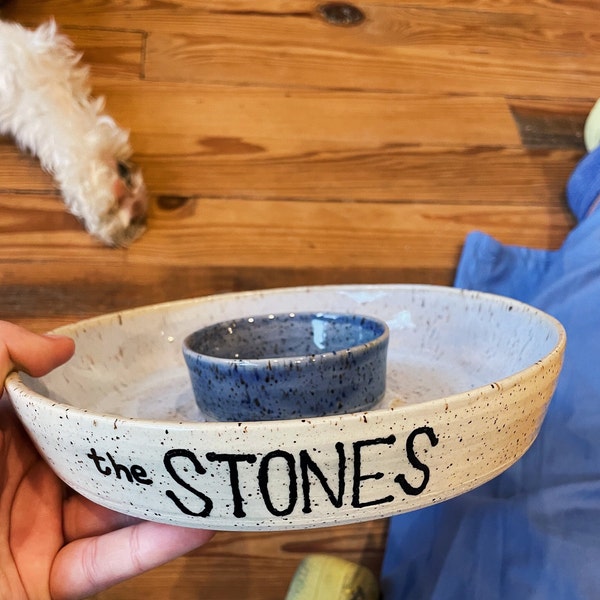 Personalized Ceramic Chips & Dip Bowl