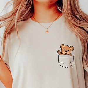 Pocket Bear Shirt, Bear Lover Pocket T-Shirt, Gifts for Bear Lover, Cute Bear Pocket Shirt for Kids, Bear Pocket Shirt Youth Adult