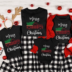 Christmas Truck Shirt, Family Christmas Shirts, Merry Christmas Tree Shirts, Buffalo Plaid Christmas Tree Shirt, Family Matching Shirts