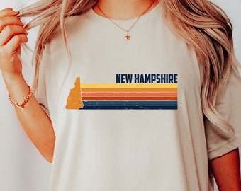 Vintage New Hampshire Retro State Map Shirt, NH Travel Gift