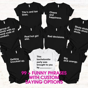 Funny Bachelorette Party Shirts Cards Against Humanity Themed, Bachelor Party Shirt, Birthday Party Shirts, Custom Bachelorette Party Shirts
