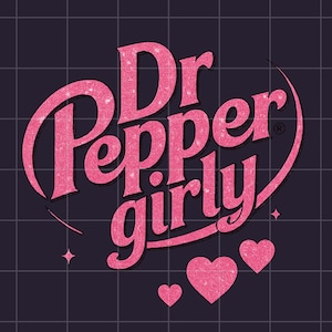 Dr Pepper Girly, rosa con corazón retro, regalo para amantes del Dr Pepper, regalo para él, regalo para ella, lindo clipart lindo PNG