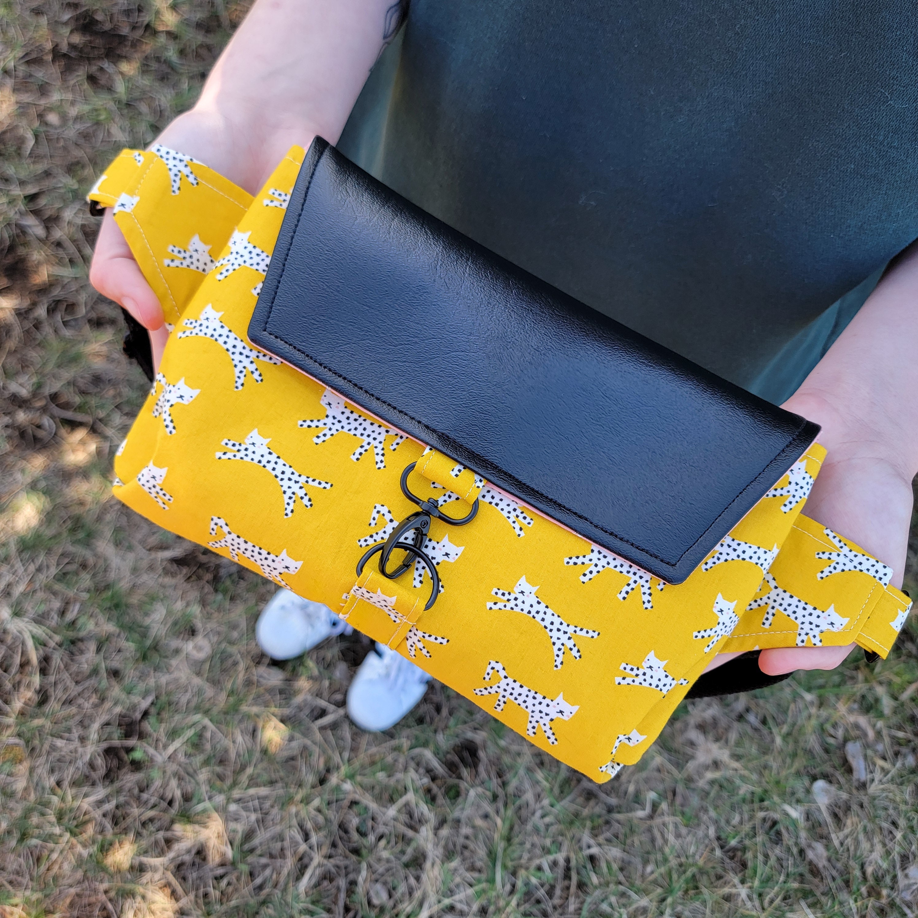 Haralson Crossbody in Ruby Star Society Rashida Coleman-Hale Darlings 2 Snow Leopard - Goldenrod + Black Marine Vinyl