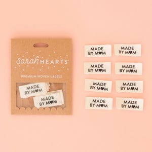 Sarah Hearts “Made By Mom” - Organic Cotton Labels (8 labels)