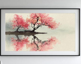 Cherry Blossom Watercolor Art Print Sakura