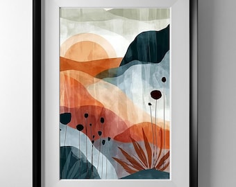 Abstrakt Berg Sonnenuntergang Kunstdruck Digital