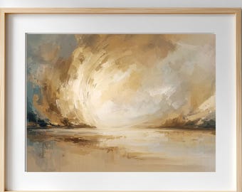 Abstrakte Landschaft druckbare Kunst | Dramatischer Himmel Digitaldruck | Stimmungsvolle Erdtöne Wohnkultur | Sofort Download