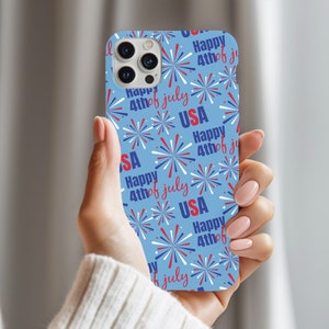 Patriotic Red White & Blue iPhone Cases, Samsung Galaxy, Google Pixel,4th of July Gift,American Flag Colors,4th of July Phone Case,Blue Case