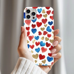 Gold Red & Blue iPhone Cases, Samsung Galaxy, Google Pixel, 4th of July Gift, American Flag Colors, 4th of July Phone Case Aesthetic, Gift