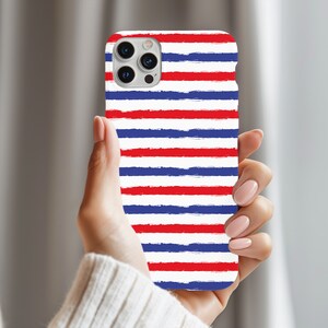 Stripes Red White & Blue iPhone Cases, Samsung Galaxy, Google Pixel, 4th of July Gift, American Flag Colors,4th of July Phone Case,Blue Case