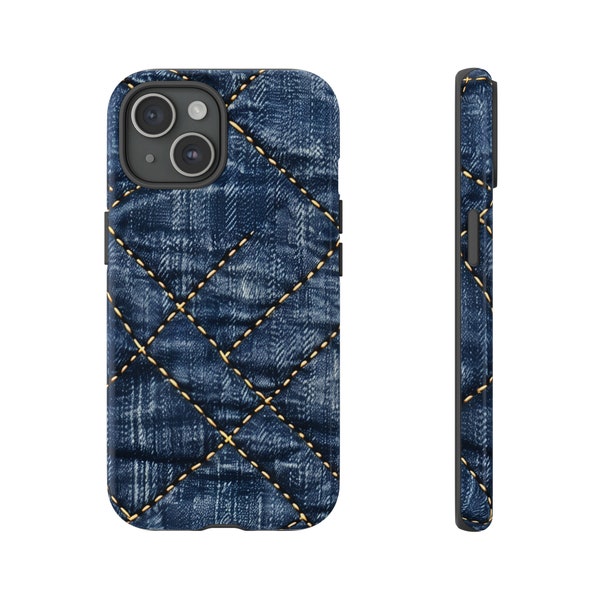 Gold Threads Denim Tough iPhone Case, Denim Aesthetic, Denim Phone Cover, Denim iPhone Cover, Denim Gift, Unique Phone Case, Jean Phone Case