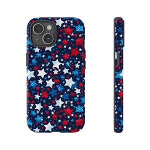 Red White & Blue Stars iPhone Cases, Samsung Galaxy, Google Pixel,4th of July Gift,American Flag Colors,4th of July Phone Case,Blue Case