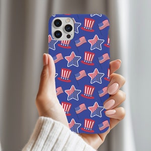 Patriotic Red White & Blue iPhone Cases, Samsung Galaxy, Google Pixel,4th of July Gift,American Flag Colors,4th of July Phone Case,Blue Case
