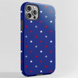Stars Red White and Blue iPhone Cases, Samsung Galaxy, Google Pixel, 4th of July Gift, American Flag Colors,4th of July Phone Case,Blue Case