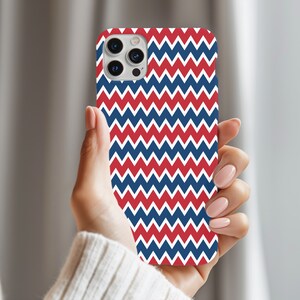 Chevron Red White & Blue iPhone Cases, Samsung Galaxy, Google Pixel, 4th of July Gift, American Flag Colors,4th of July Phone Case,Blue Case