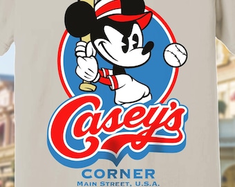 Casey's Corner Baseball Shirt, Main Street USA Magic Kingdom Restaurant T-shirt, Mickey Baseball