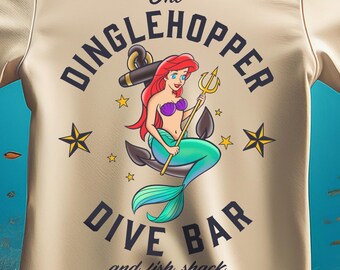 Ariel Dive Bar T-Shirt, Dinglehopper Design, Ocean Lover Tee