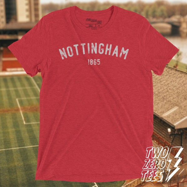 Nottingham 1865 Tee. Premium Vintage Style Distressed Graphic Print T Shirt. England City Tee. Free Delivery