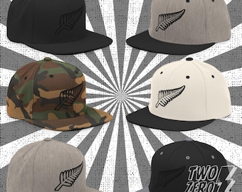 New Zealand Embroidered Fern Snapback Hat: Wool Blend Baseball Cap