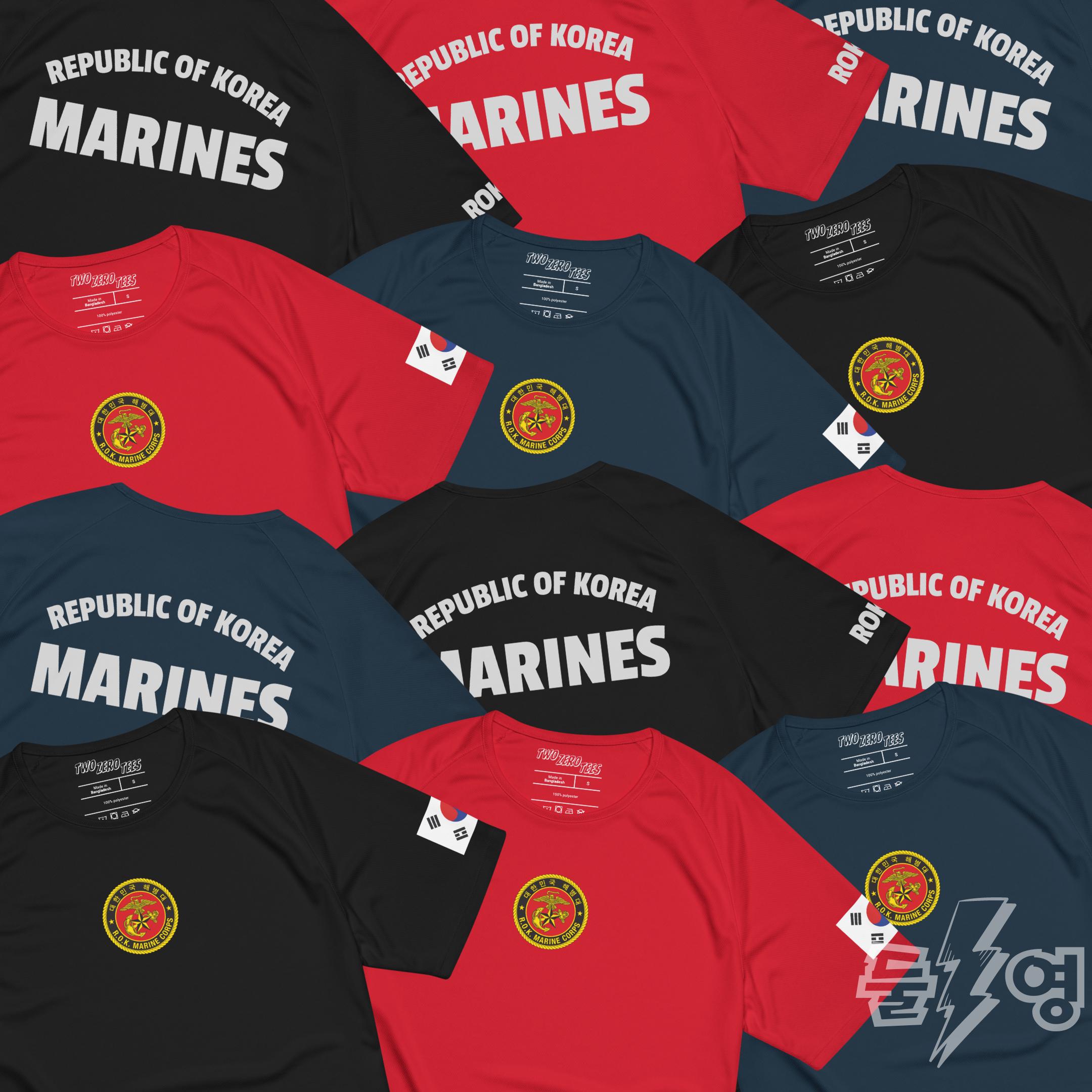 韓国海兵隊テクニカルTシャツ。ROKMC軍事体力トレーニングTシャツ