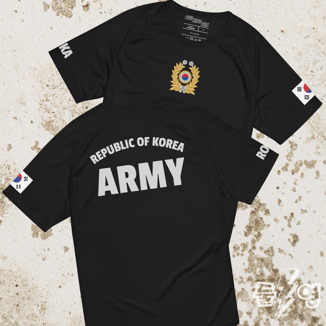 韓国陸軍テックTシャツ。新スタイルのROKA軍事体力トレーニングTシャツ