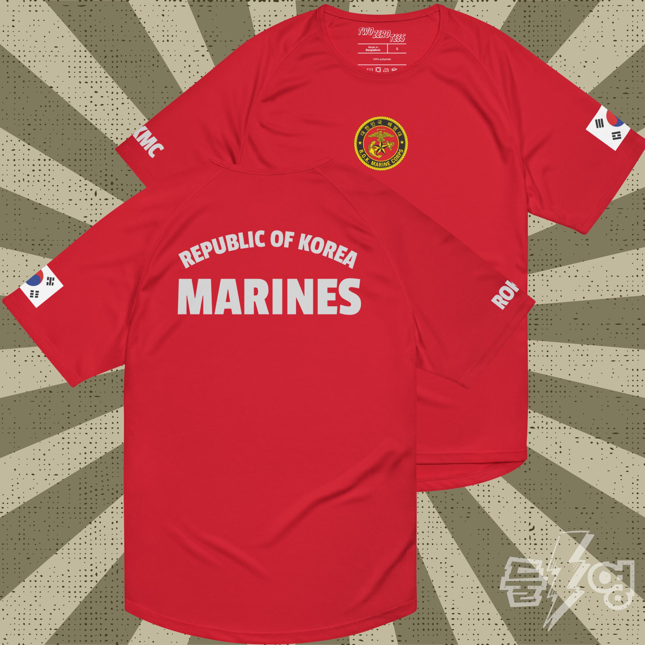 韓国海兵隊テクニカルTシャツ。ROKMC軍事体力トレーニングTシャツ