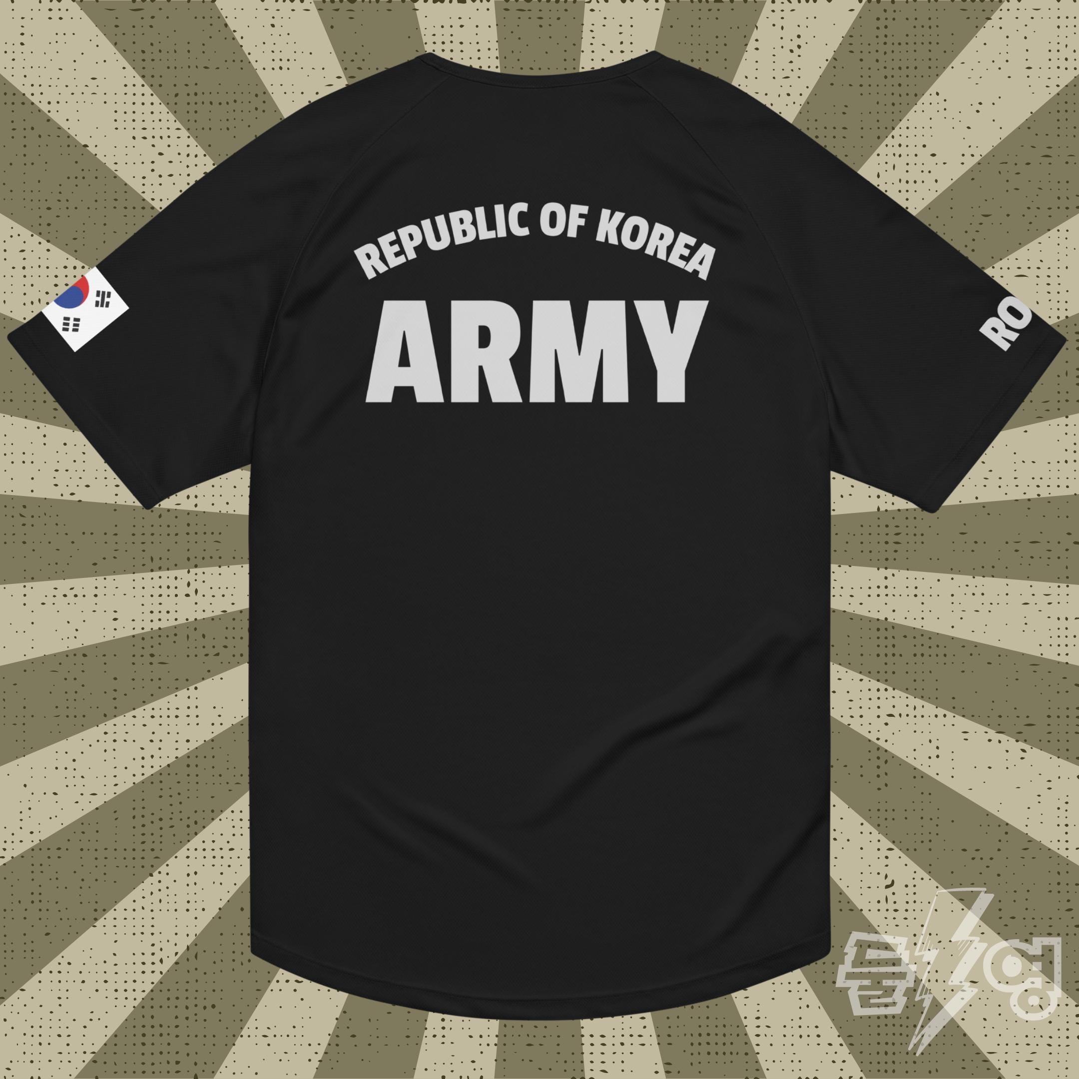 韓国陸軍テックTシャツ。ROKA軍体力トレーニングTシャツ