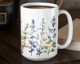 Mug with wild flowers, Mug Gift, wild flowers, Coffee Mug, Tea Mug, Chocolate Mug, Meadow Flowers, Flowers, Flower Lover, Ceramic Mug 15oz