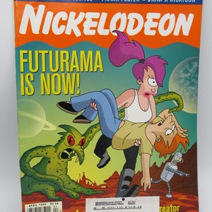 Nickelodeon Magazine April 1999 Futurama w/ Prank Poster Vintage Draw a Nicktoon