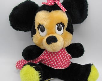 Minnie Mouse Plush Walt Disney 1977 Made in Korea Disney World Polka Dot Apron