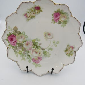 RC Moliere Bavaria Rosenthal Reticulated Plate Hand-Painted Flowers Gold Trim