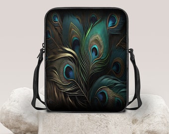 Peacock Feathers Crossbody Bag, Over the Shoulder Bag