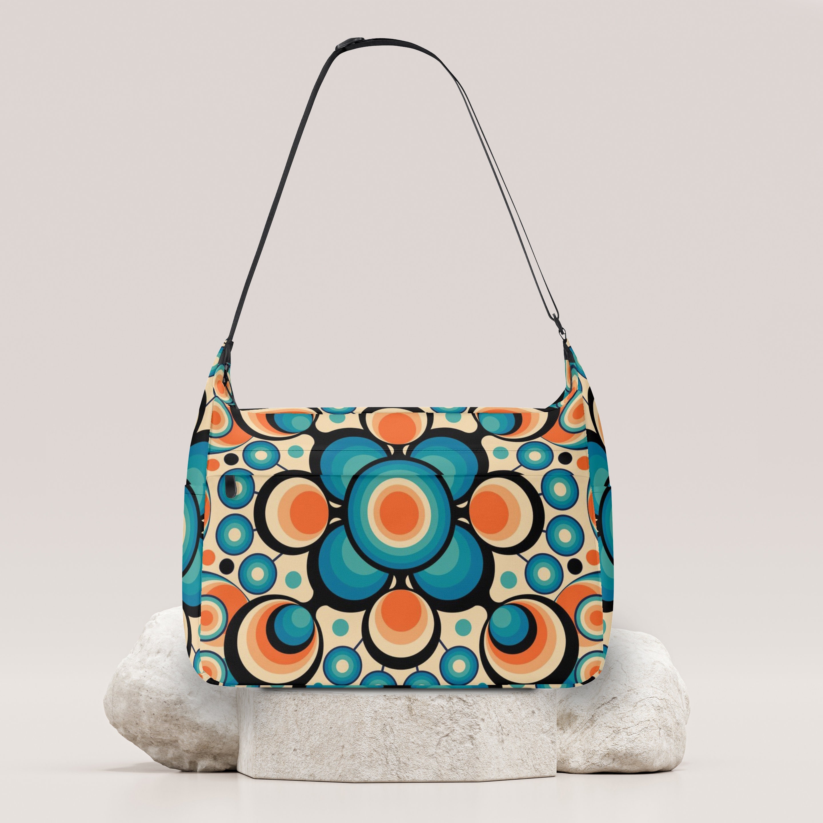 Extravagant Turquoise Leather Bag, Turquoise Leather Purse, Funky Shoulder Bag with Detachable Black Strap TLB26, Carousel Collection