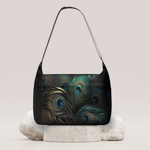 Laptop Shoulder Bag, Peacock Feathers Computer Bag, Shoulder Bag, Professional Woman Gift